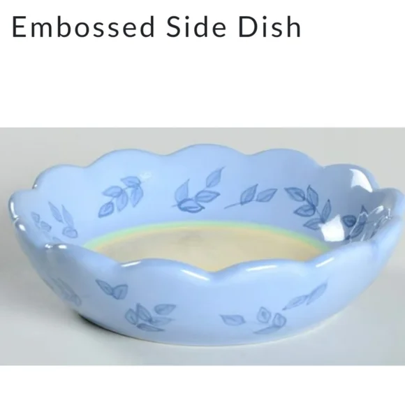 🌿 Pfaltzgraff Summer Breeze Embossed Side Dishes – Set of 2 Scalloped Stoneware - Picture 2 of 11